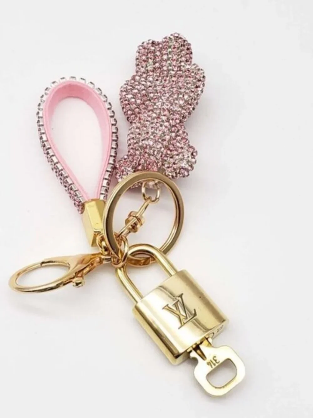 Authentic LV Gold Padlock & Key Set ✨ Luxury Bag Charm w/ Unbranded Keychain